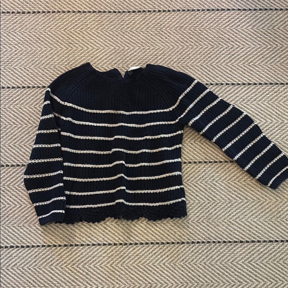 Striped Navy and White Girl’s Sweater